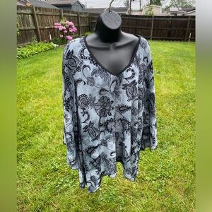 Vintage Y2K SereNade women’s velvet burnout witchy top 3X black blue renaissance